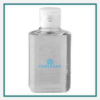 2 oz clear hand sanitizer bottle with a white flip cap, ideal as conference swag.