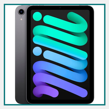 Apple 8.3‑inch iPad Mini WiFi (6th Gen) slate gray tablet with 256 GB storage and slim black bezels, work anniversary gifts.