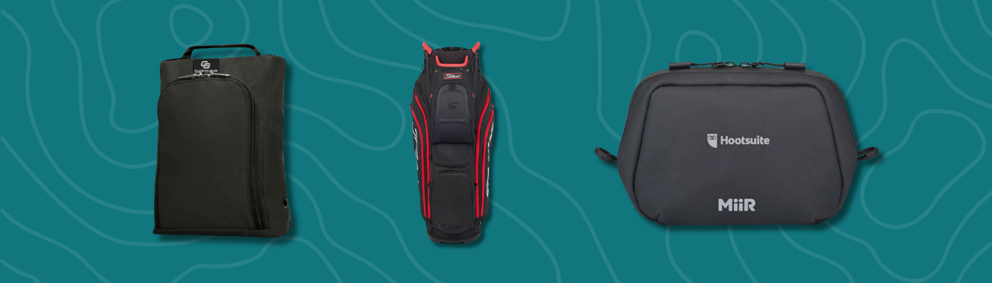 Golf gifts, including a black XXIO driver, Callaway ERC Soft golf balls, and colorful Southwind Bank tees. These are some of the best golf gifts.