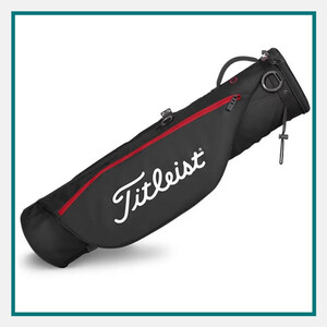 Black Titleist golf carry bag with red zipper accents and shoulder strap, featured among the best luxury corporate gifts for executives.