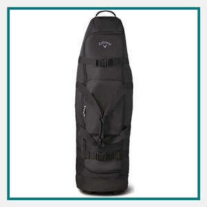 Black Callaway rolling golf travel bag with compression straps, carry handles, and zippered compartments, featured among the best luxury corporate gifts for executives.
