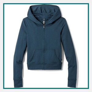 Blue full-zip hooded sweatshirt with front pockets and long sleeves, featured among the best luxury corporate gifts for executives.