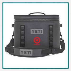 Gray YETI soft cooler bag with a shoulder strap and Target logo on the front, featured among the best luxury corporate gifts for executives.