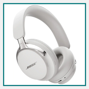White Bose over-ear wireless headphones with cushioned ear cups and padded headband, featured as one of the best luxury corporate gifts for executives.