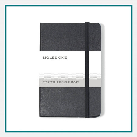  Custom trade show giveaways with a co-branded notebook with sleek cover and embossed logo for professional events.