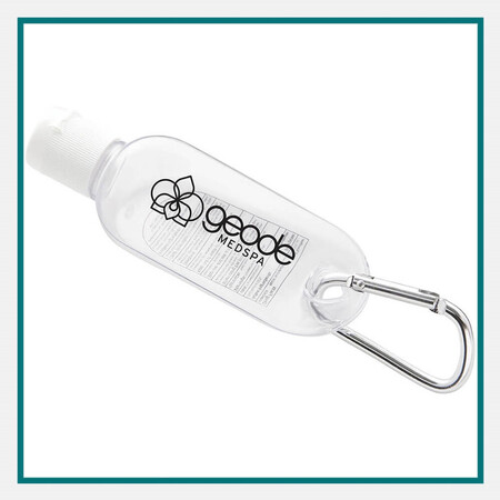 Custom trade show giveaways compact hand sanitizer bottle with printed company logo.