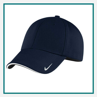 Nike Golf Dri-FIT Stretch Mesh Sandwich Bill Cap in navy blue, featuring a structured crown, breathable mesh fabric, and embroidered white swoosh logo on the bill—designed for comfort and performance.