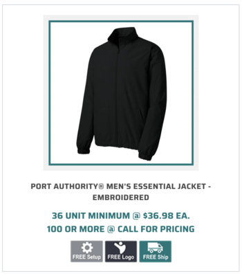 Port Authority® Men's Essential Jacket - Embroidered Black coloured Port Authority® Men's Essential Jacket - Embroidered.