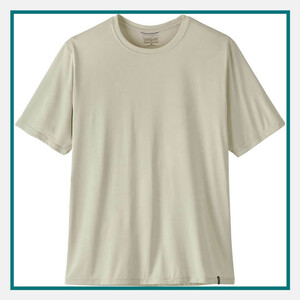 Patagonia Men's Capilene Cool Daily Shirt in light beige with short sleeves, crew neck, and a clean performance T-shirt design.