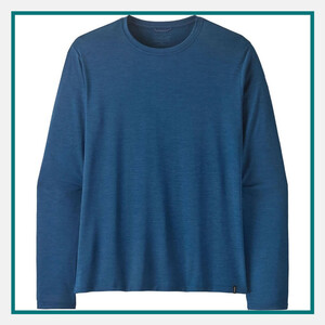 Patagonia Men's Long-Sleeved Capilene Cool Daily Shirt in blue with a crew neck and lightweight performance design.