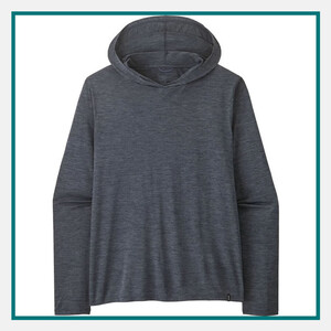Patagonia Men's Capilene Cool Daily Hoody in dark grey with long sleeves, lightweight performance fabric, and an attached hood.