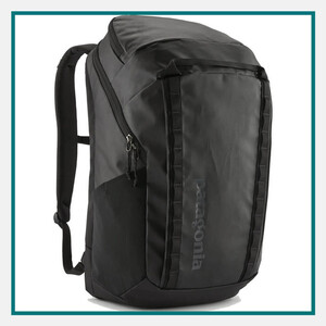 Patagonia 32L Black Hole Pack in black with padded shoulder straps, multiple zippered compartments, durable exterior, and Patagonia branding.