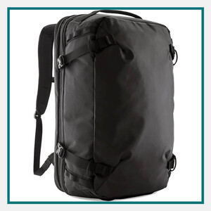 Patagonia 45L Black Hole MLC in black with padded backpack straps, compression straps, multiple zippered compartments, and a durable travel-ready design.