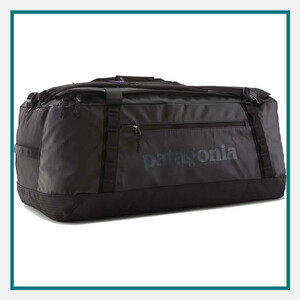 Patagonia 70L Black Hole Duffel Bag in black with durable construction, zippered storage, reinforced carry straps, and Patagonia branding.