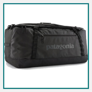 Patagonia 100L Black Hole Duffel Bag in black with durable construction, large-capacity zippered storage, reinforced carry straps, and Patagonia branding.