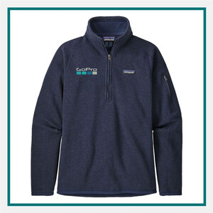 Patagonia Ladies' Better Sweater 1/4-Zip Fleece in navy blue with an embroidered GoPro logo on the chest.