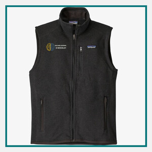 Patagonia Men's Better Sweater Vest in black with an embroidered Machine Learning at Berkeley logo on the chest.
