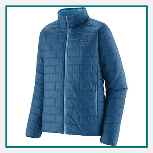 Patagonia Men's Nano Puff Jacket in blue with quilted insulation, full-zip front, and Patagonia logo on the chest.
