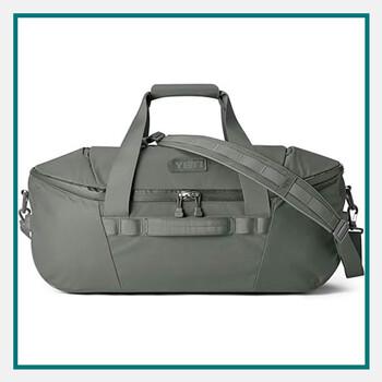 Gray YETI® 60L Crossroads Duffel Bag with padded shoulder strap, reinforced handles, and weather‑resistant fabric– corporate gifts for clients.