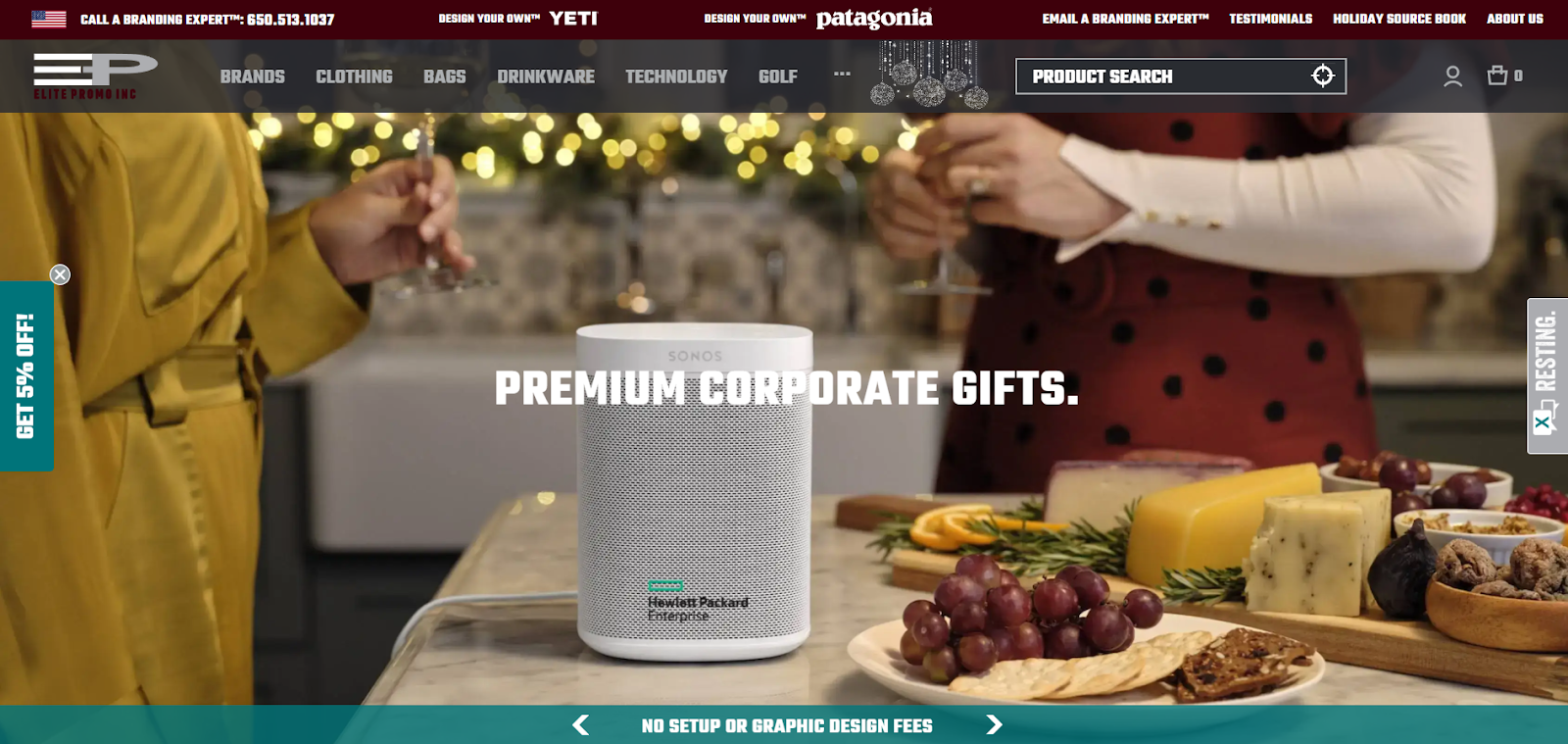 The screenshot of the hero section of ELITE PROMO INC'S website. EPI is one of the best corporate holiday gifting partner.