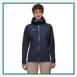 MAMMUT® Ladies' Convey Tour HS Hooded Jacket in a hardshell design, featuring an embroidered logo and full-zip front with adjustable hood for outdoor performance.