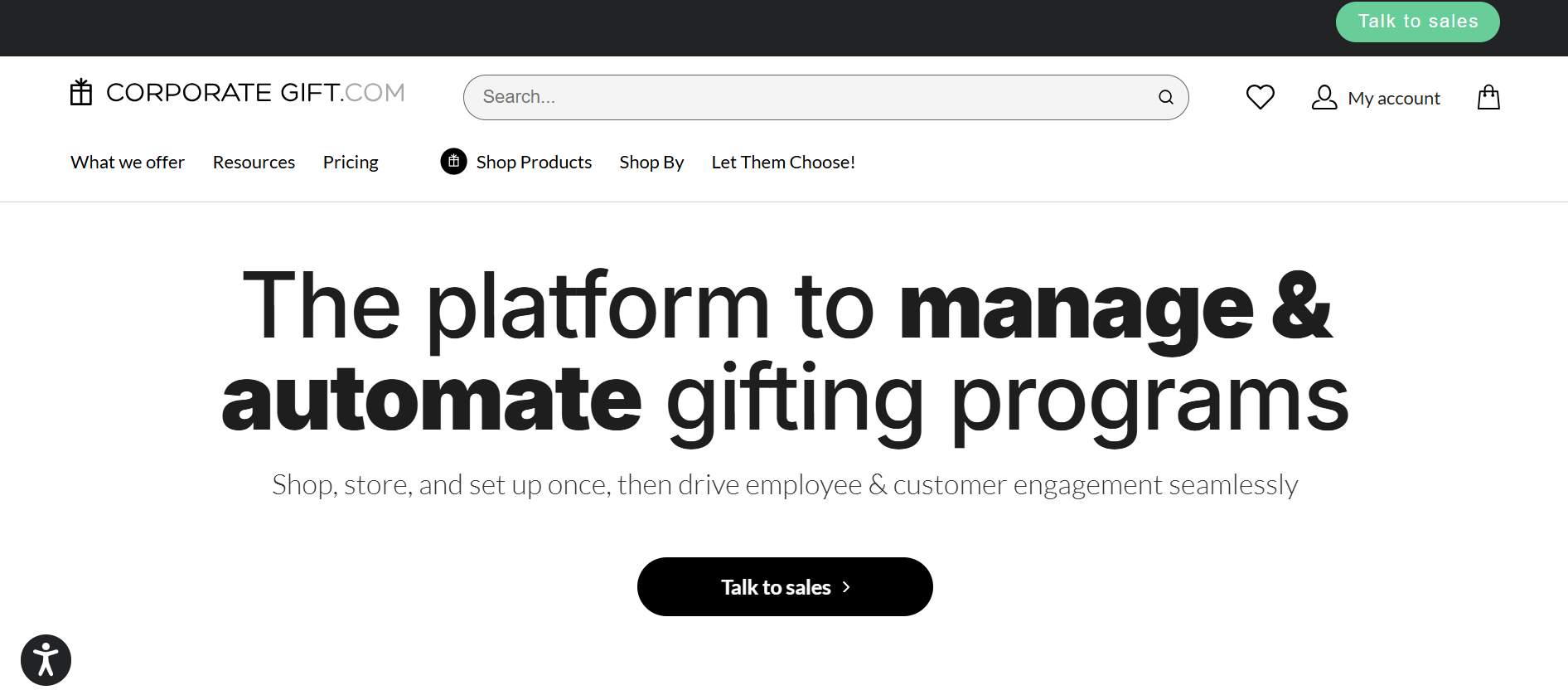 Screenshot of the hero section of CorporateGift.com. its one of the popular luxury corporate gifting companies.