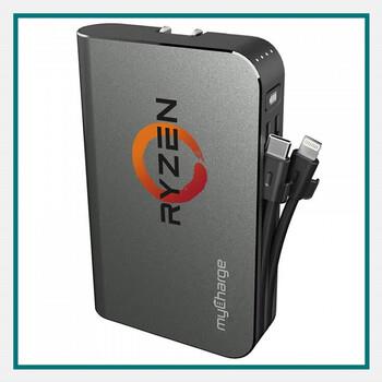 MyCharge Hub Turbo Portable Charger 10050MAH displayed as a compact and functional conference swag item for charging devices on the go.