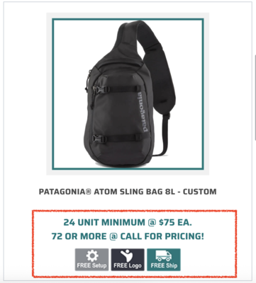 Patagonia Atom Sling Bag 8L Black coloured Patagonia® Atom Sling Bag 8L. a great co-branded promotional product