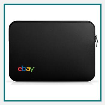 Black ProTech™ 15 neoprene laptop sleeve with shock-resistant padding, shown closed and lying flat on a white surface.