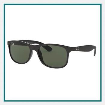  Ray-Ban® ANDY sunglasses in matte black frame with dark lenses, displayed at an angle.