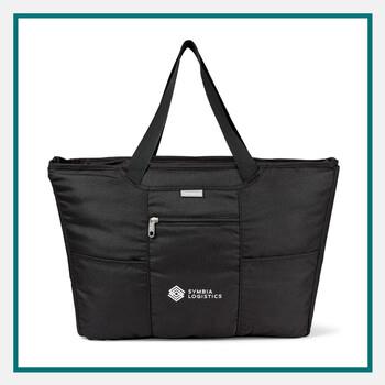  Black Samsonite® foldaway tote bag shown fully expanded with carry handles.