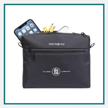  Grey Samsonite® zippered pouch with textured finish, ideal for conference swag essentials.