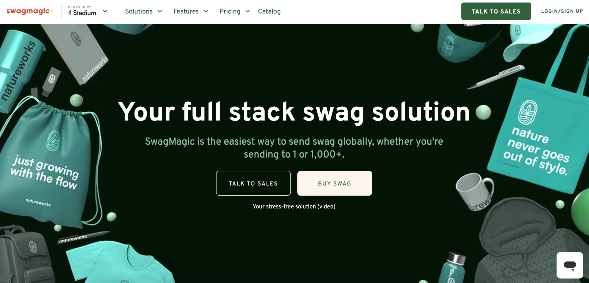 SwagMagic a screenshot of the hero section of SwagMagic's website.
