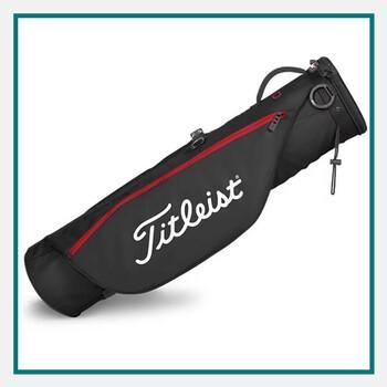  Black Titleist golf carry bag with multiple zippered pockets, padded shoulder straps, and a stand mechanism