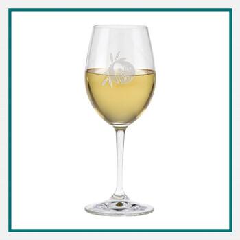 Elegant engraved white wine glass with custom logo, ideal as upscale corporate gifts for clients.