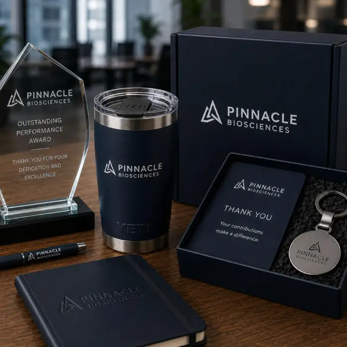 Recognition and Rewards — Award trophy and branded gift set